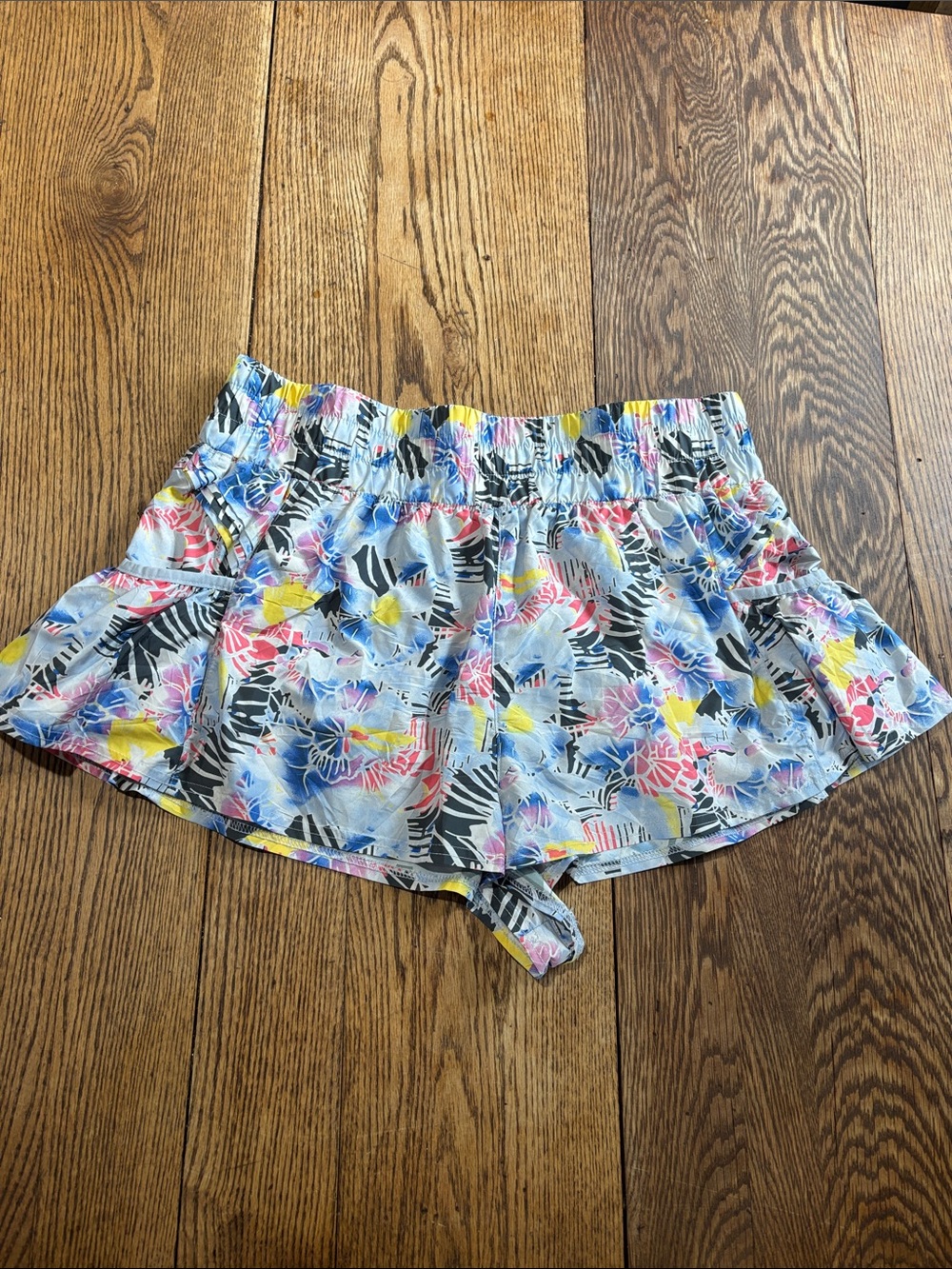FP Movement by Free People Floral Multicolor Ruffle Athletic Shorts